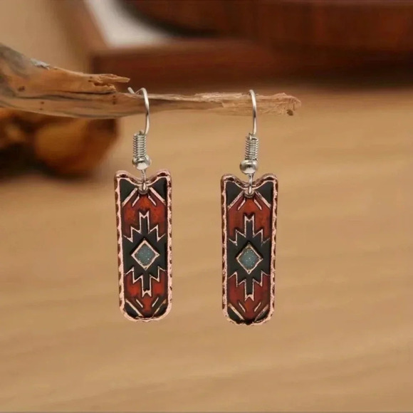 Aztec Print Earrings - Picture 6 of 7